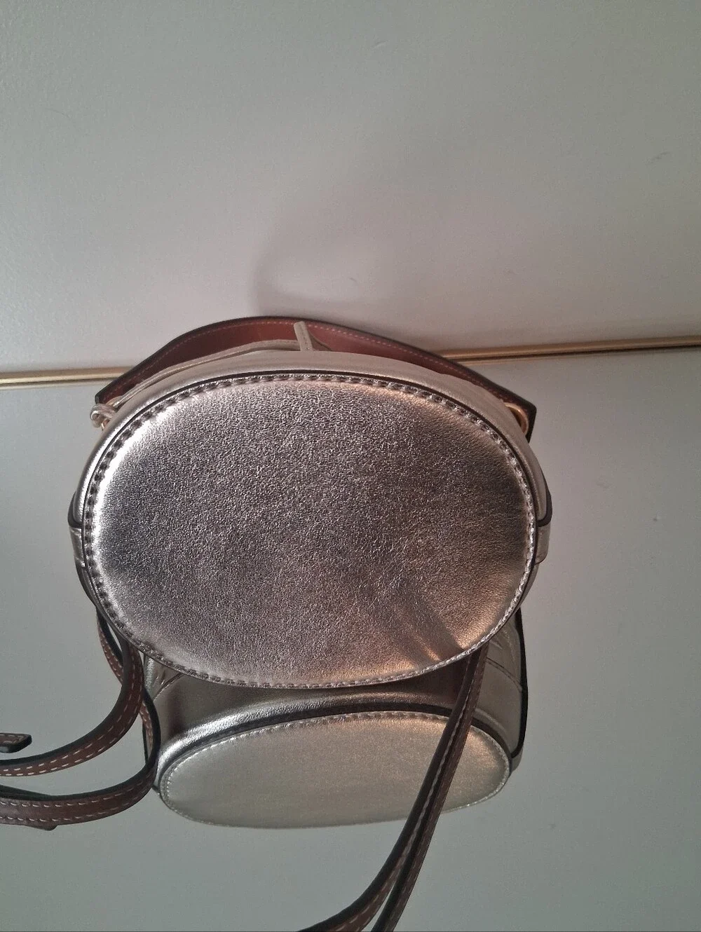 Tory Burch Mini T Monogram Metallic Bucket Bag